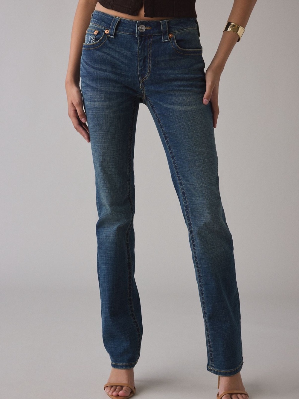 True Religion Billie Aqua Drift Low-Rise
Straight Jeans
